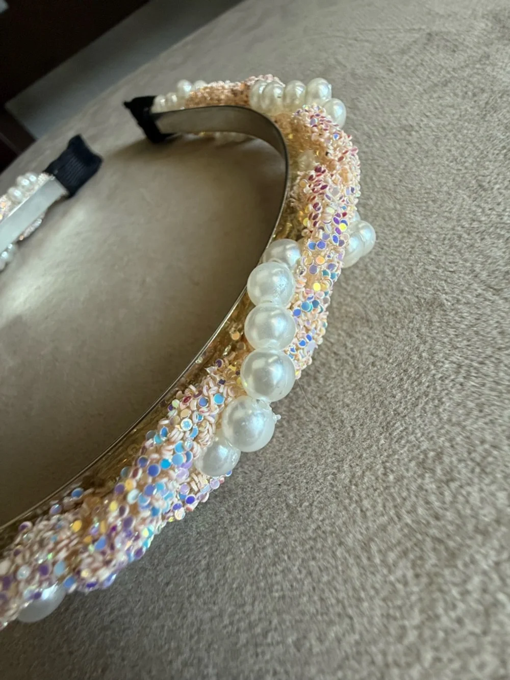 Pearl & Crystal Embellished Pink Headband